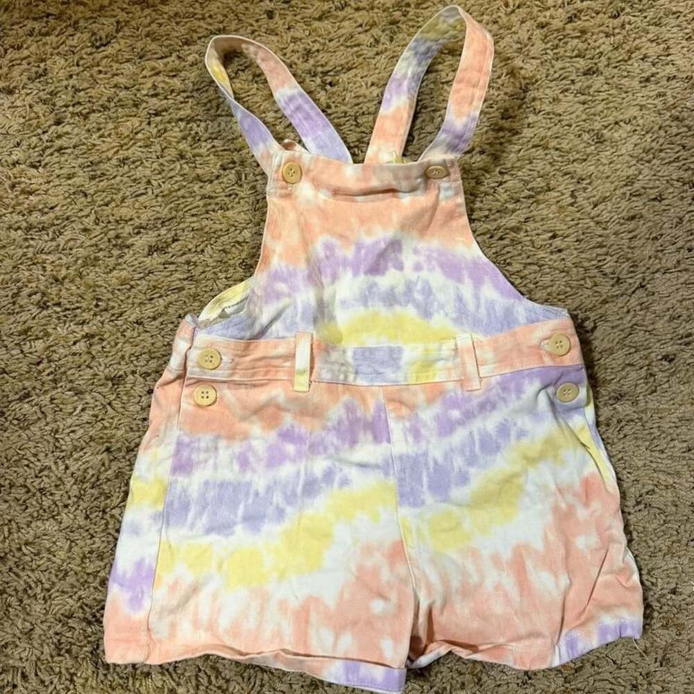 Jessica Simpson Tie Dye Short Overalls Size 6X Pastel Romper